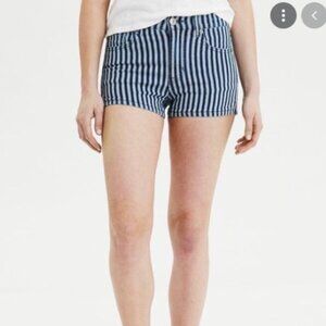 AMERICAN EAGLE NE(X)T Level Stretch Hi Rise Denim Striped Shortie Shorts size 0